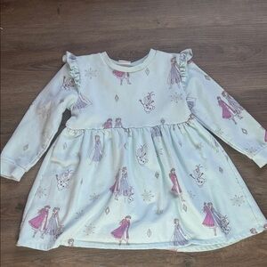Girls' Frozen Themed Dress with Ruffle Sleeves